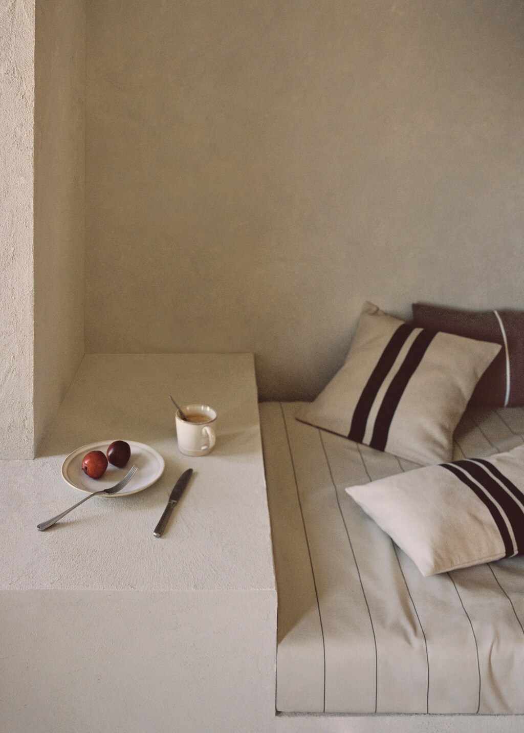 Double-stripe cotton cushion cover 45x45cm - Green