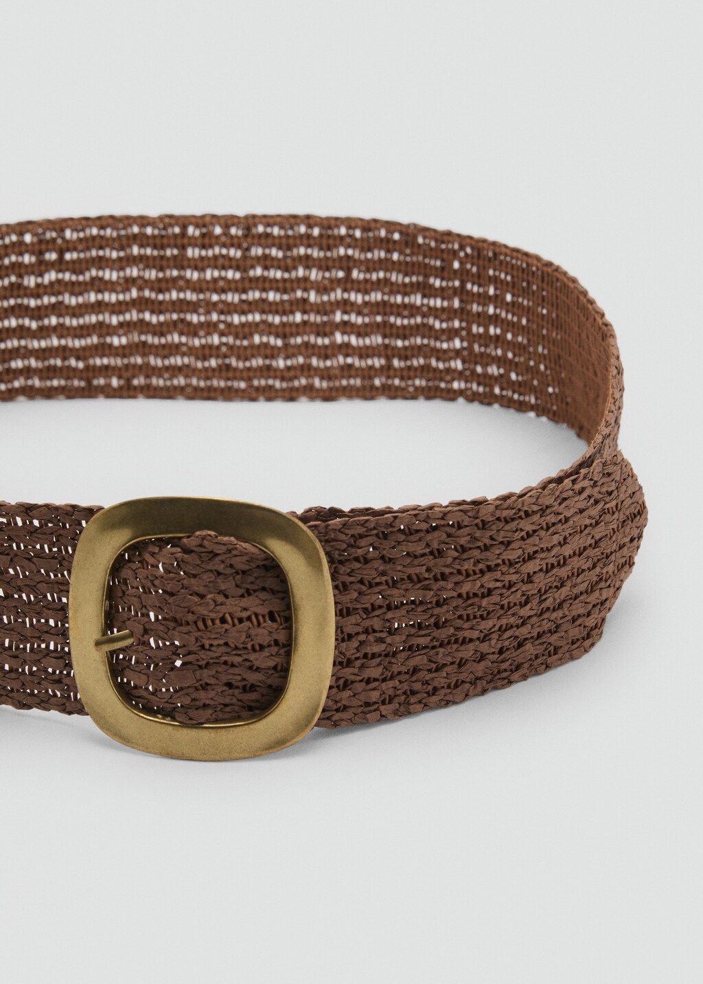Natural fibre belt with oval buckle - Beige