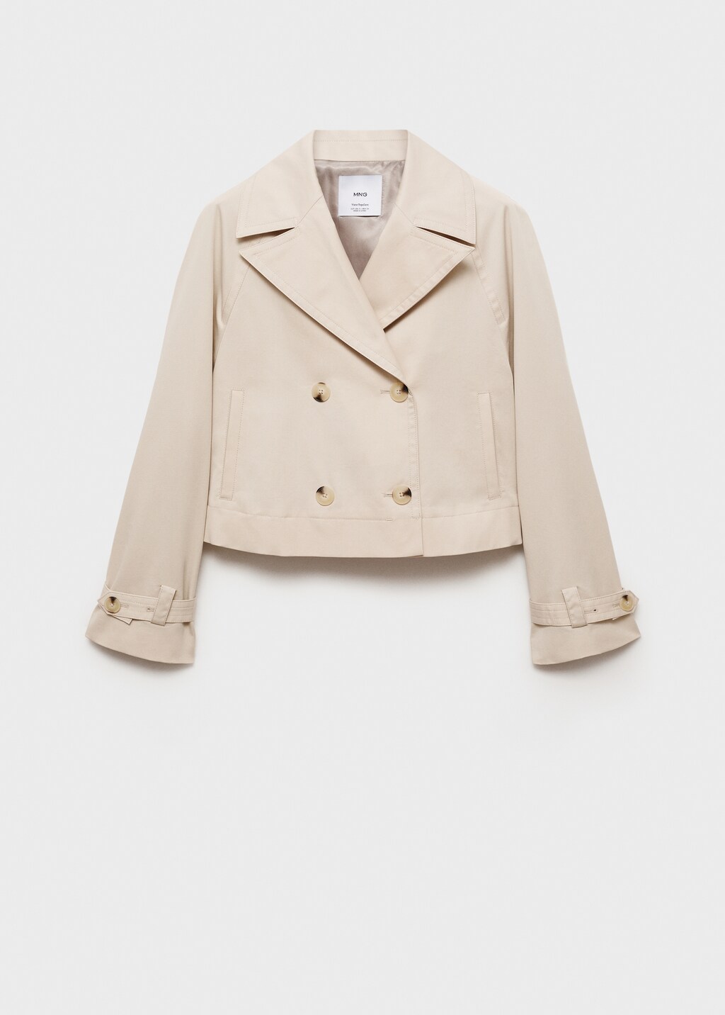 Double-breasted cropped trench coat - Beige