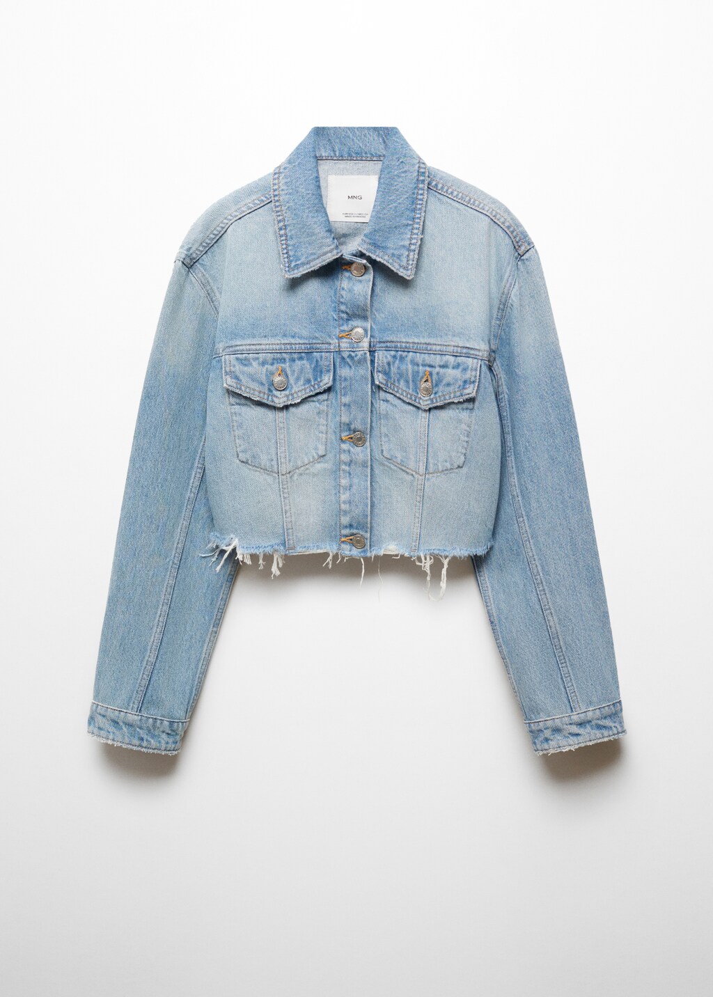 Denim jacket with frayed hem - Medium Blue