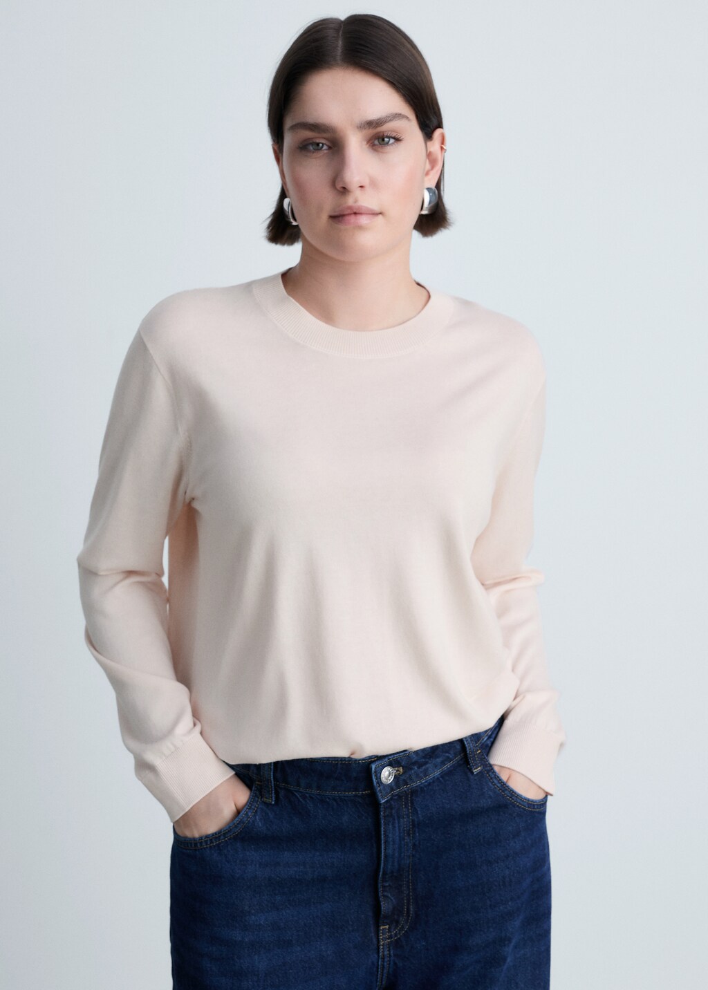 Silk-blend knitted sweater - Ecru