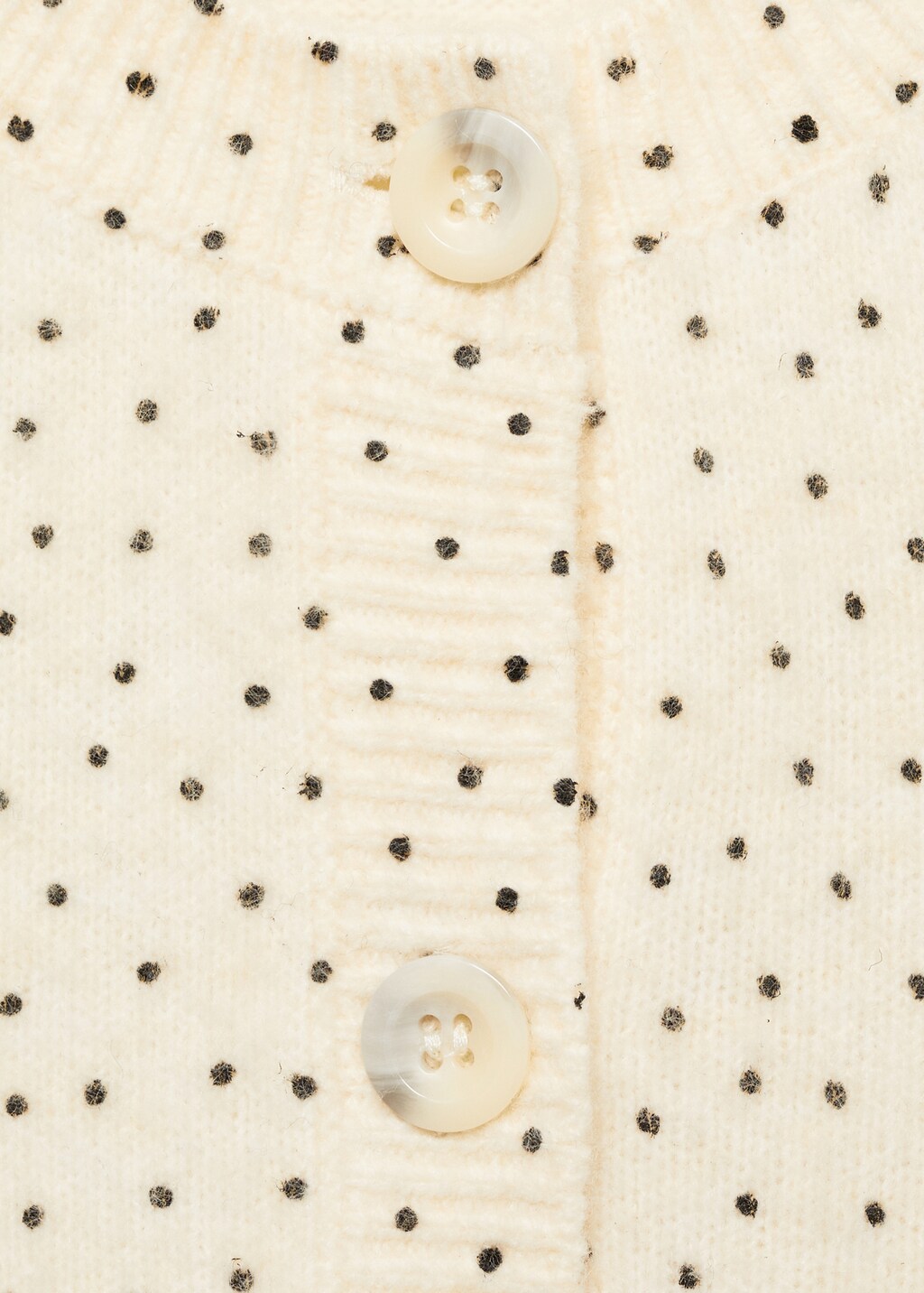 Polka-dot knitted cardigan - Ecru
