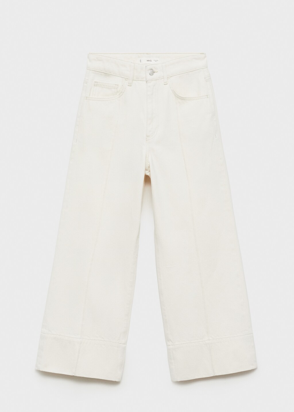Wideleg cropped jeans with seam detail - Open Blue