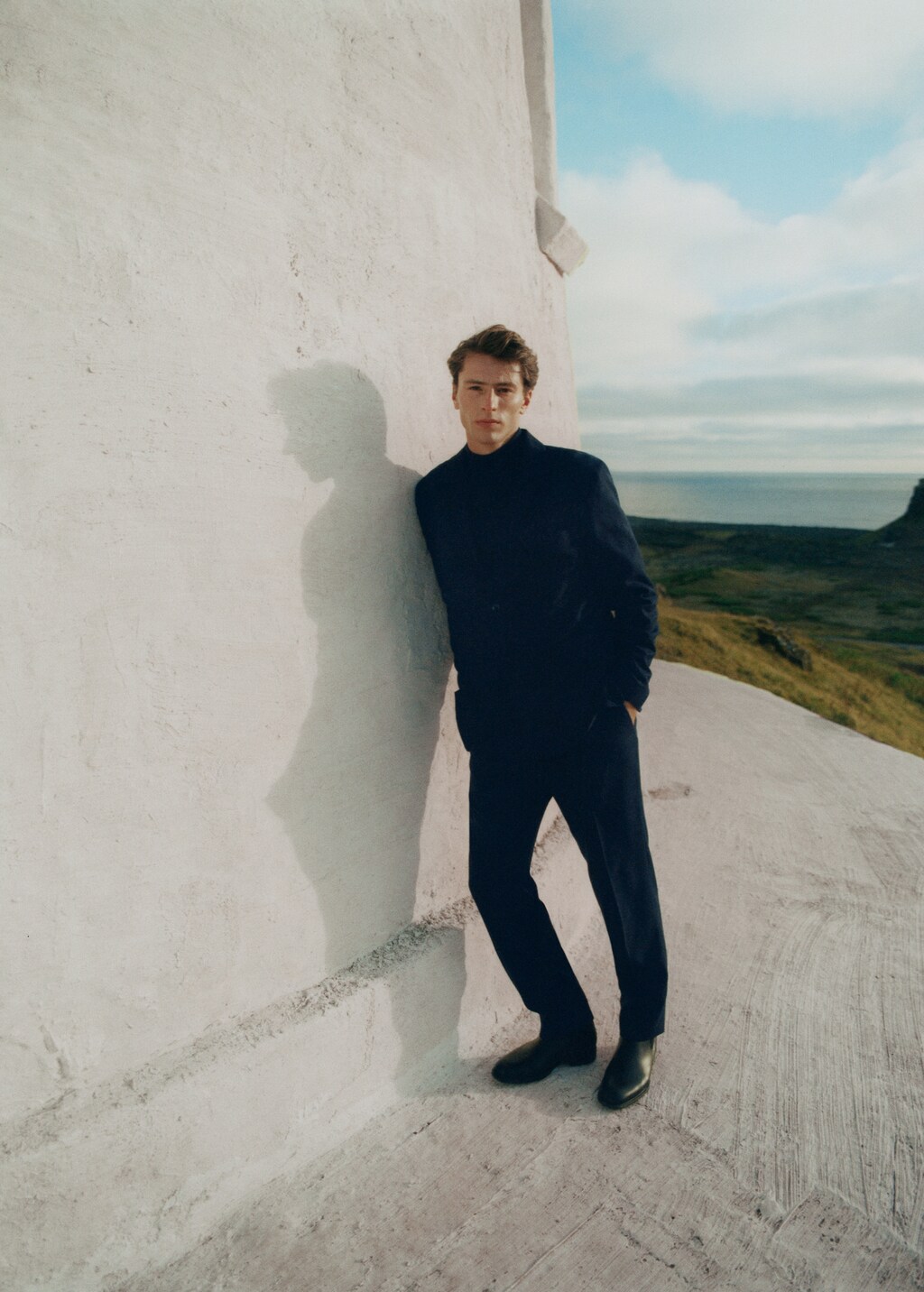 100% virgin wool flannel suit trousers - Dark Navy