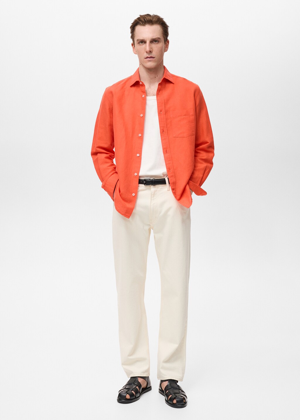 Classic-fit linen shirt - Ink Blue