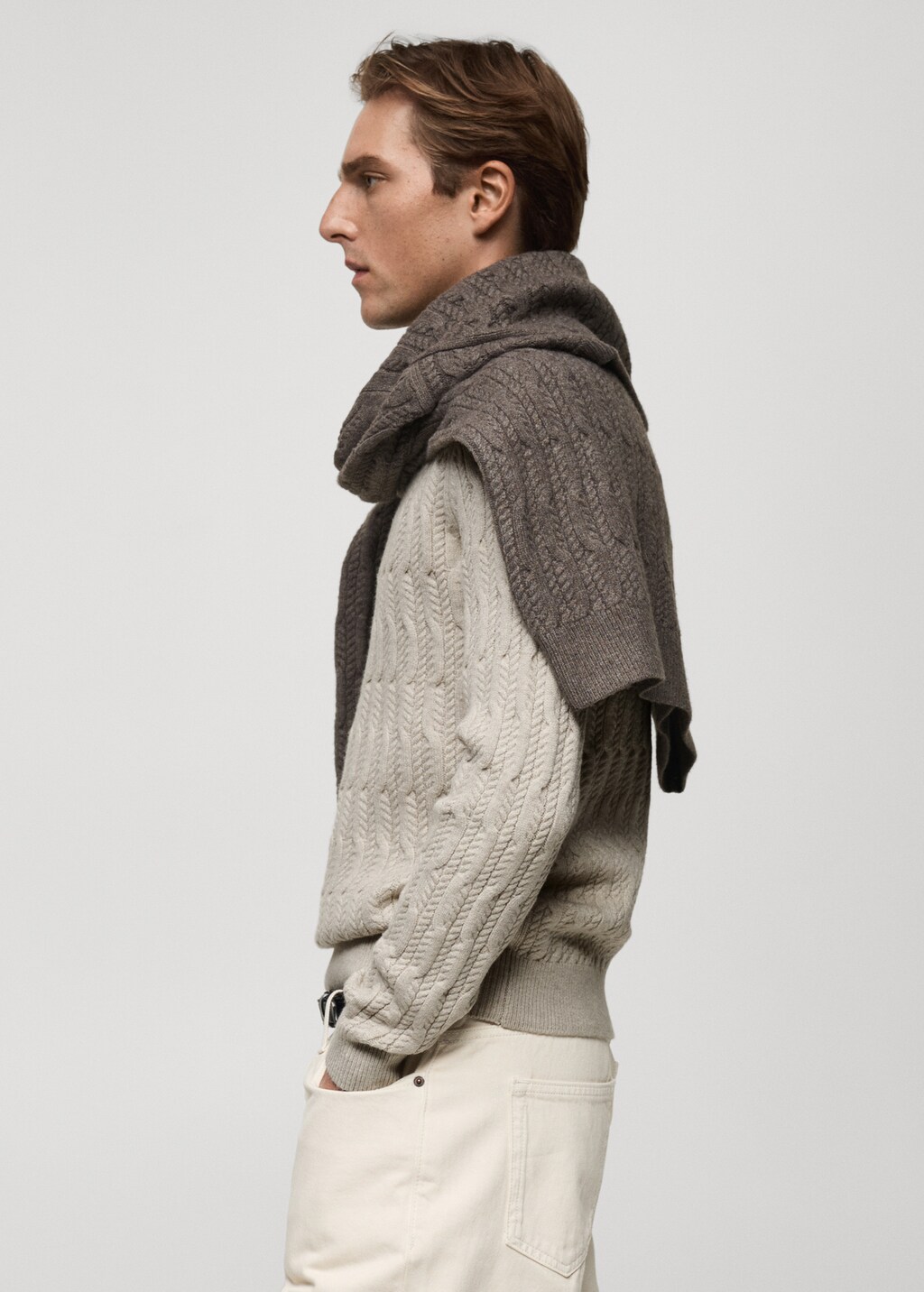 Braided knitted sweater - Mink Grey