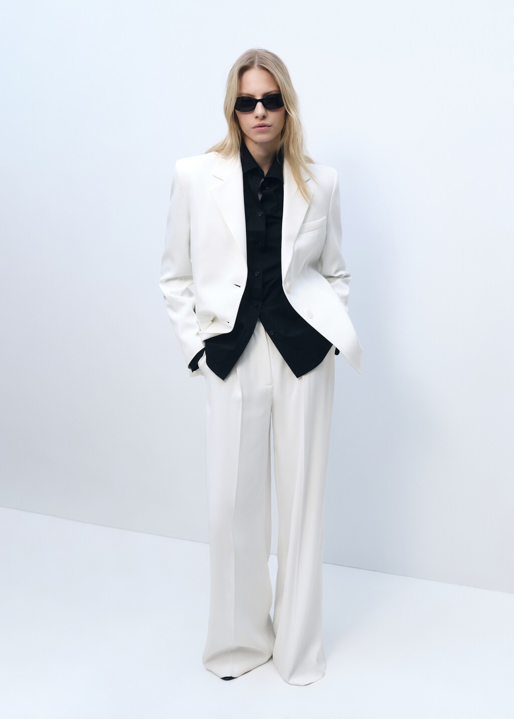 Straight button suit blazer - White