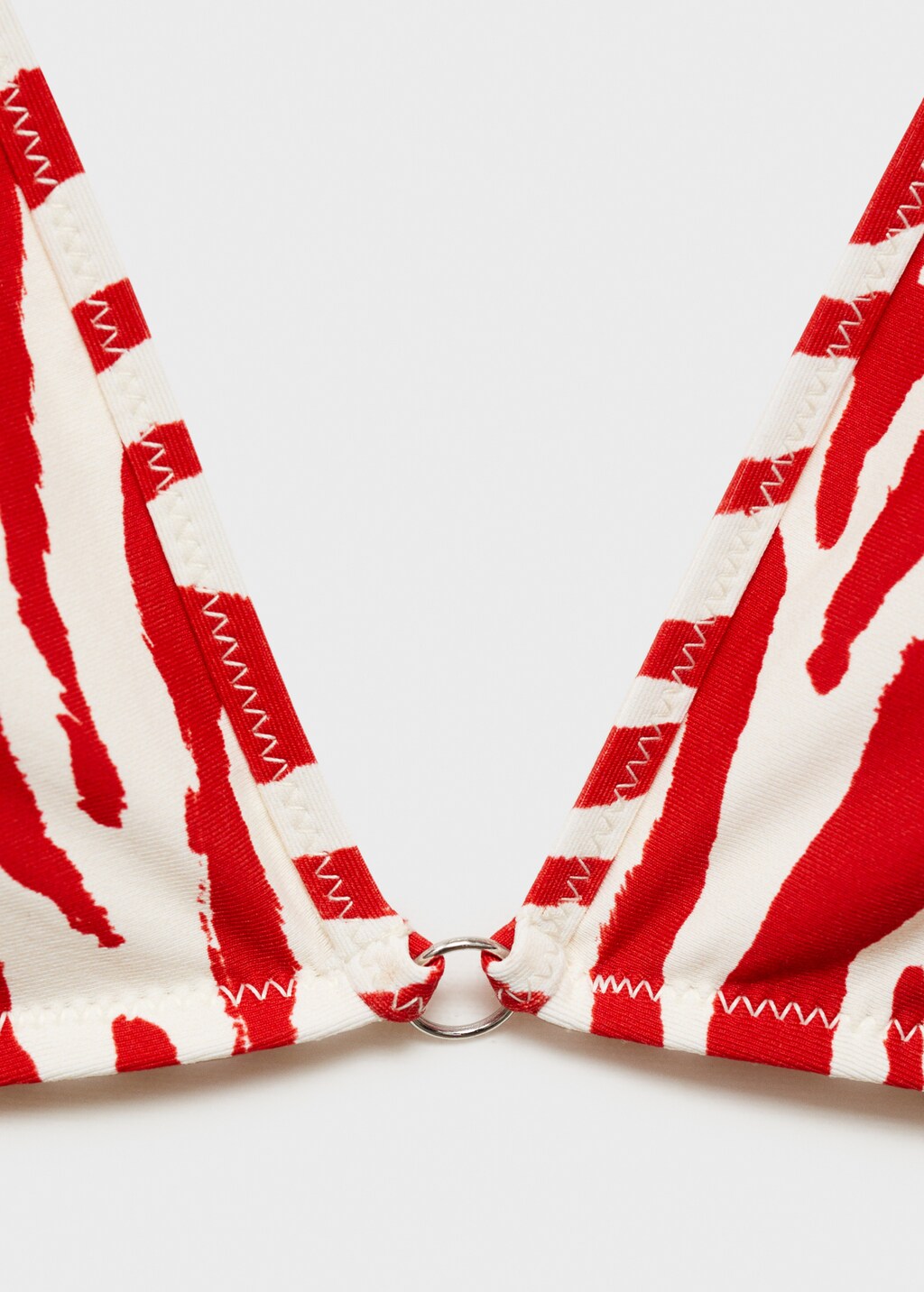 Zebra-print triangle bikini top - Red