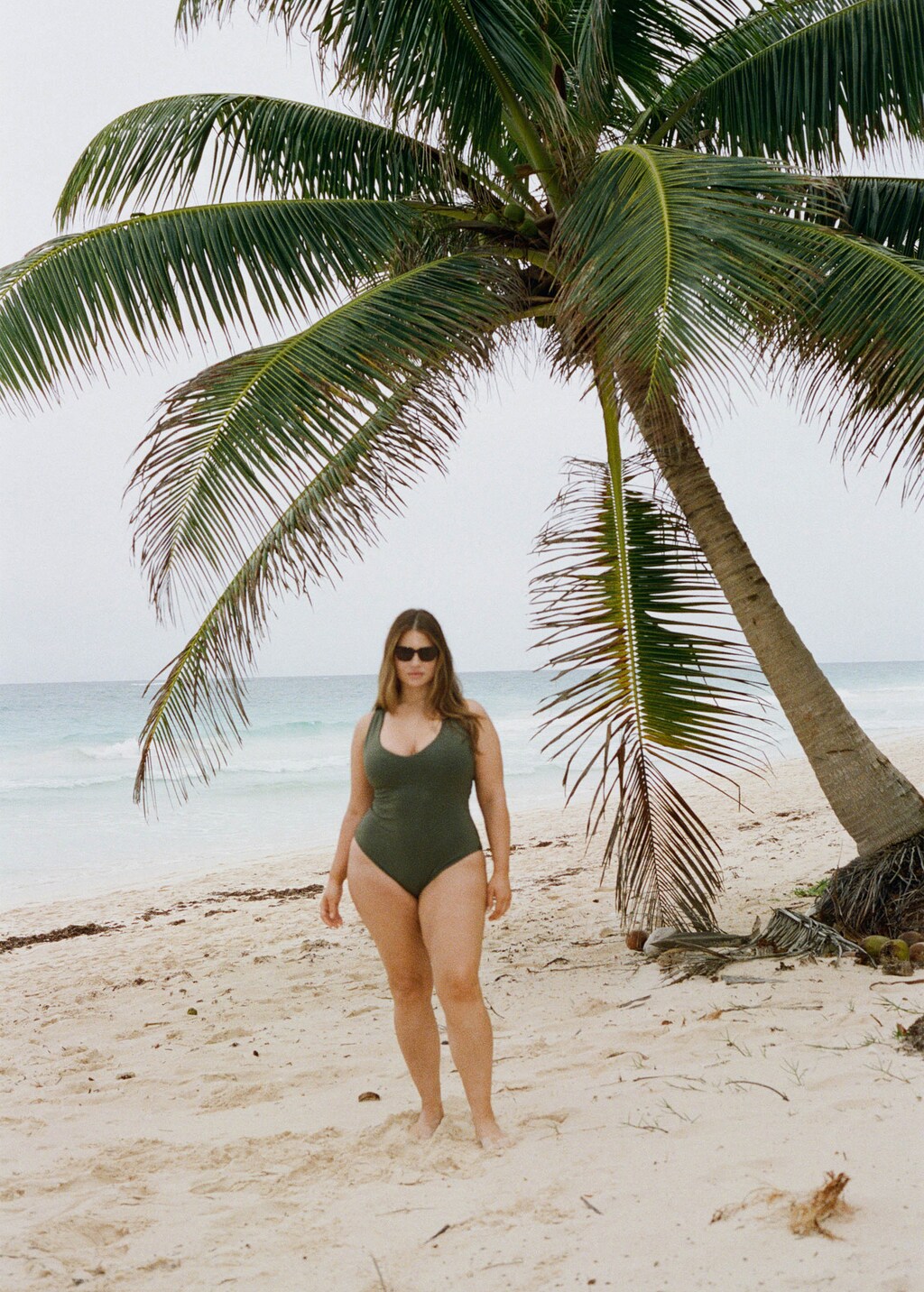 Crossover back swimsuit - Khaki