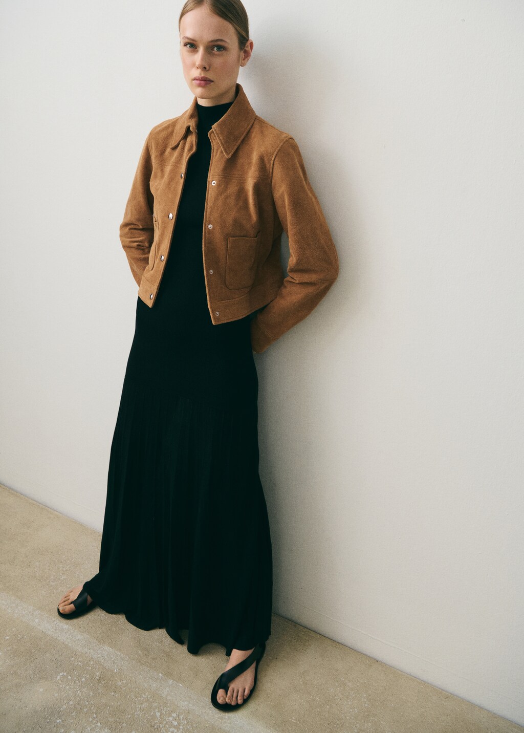 Suede leather jacket - Medium Brown