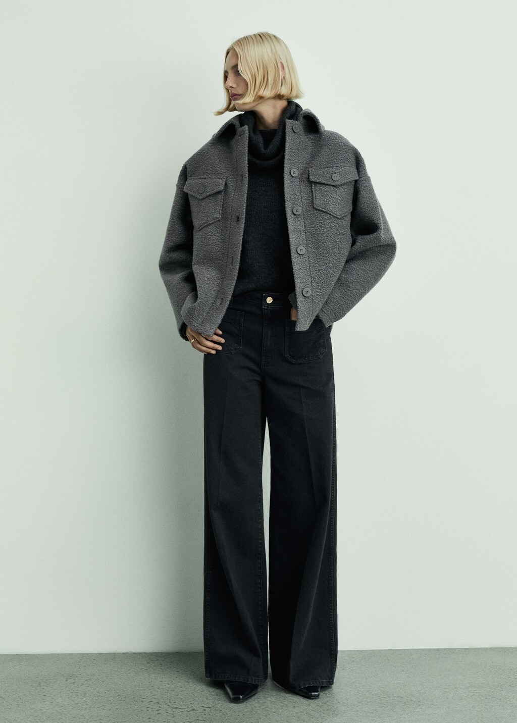 Wideleg jeans with pockets - Dark Blue