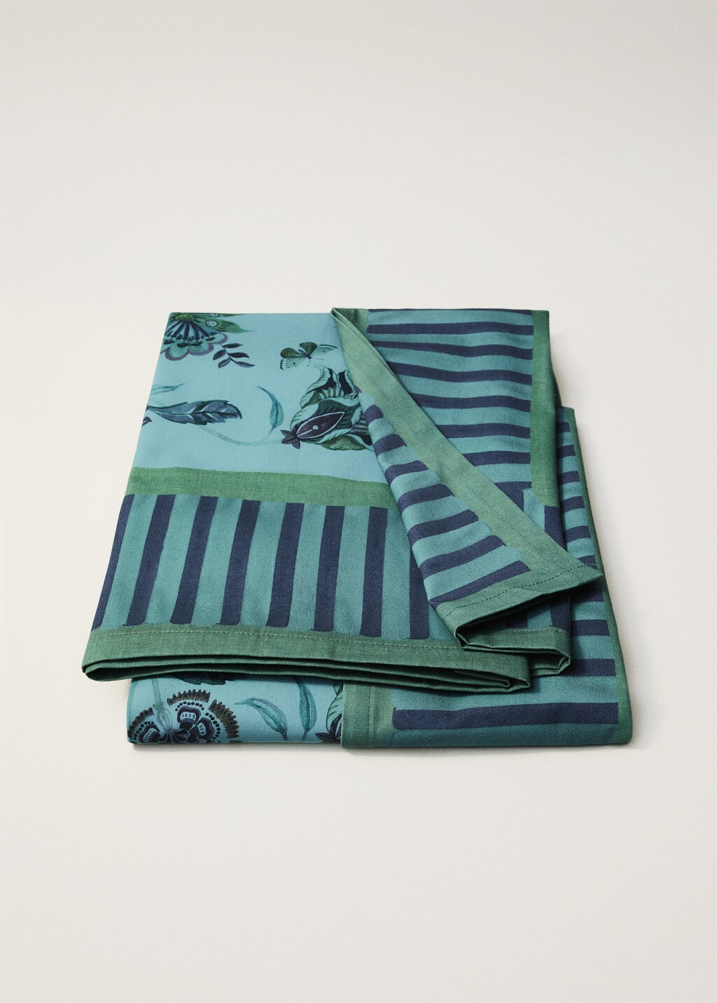Floral-print cotton tablecloth for 6 to 8 diners - Mint Green