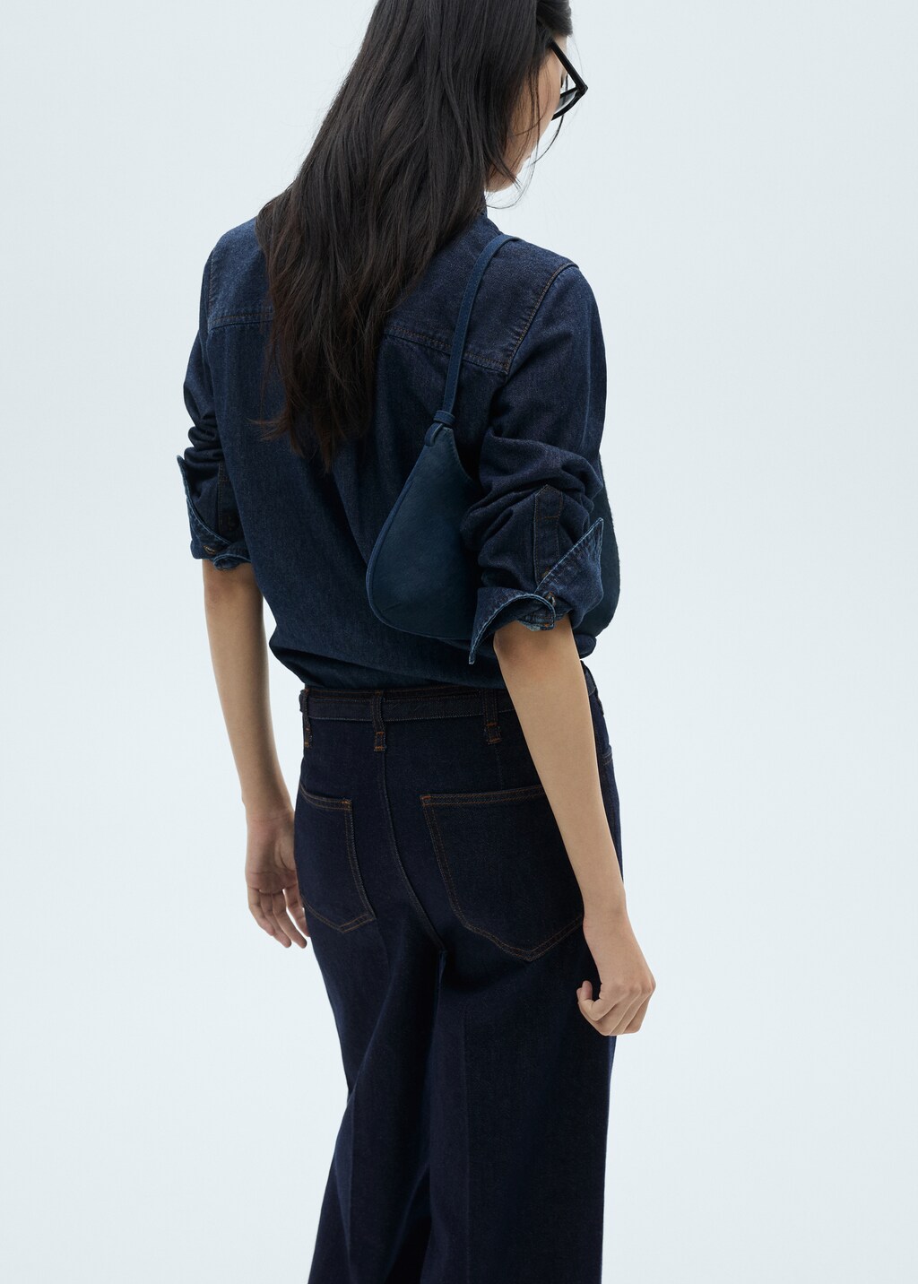 Rinse-wash wideleg jeans with belt - Open Blue