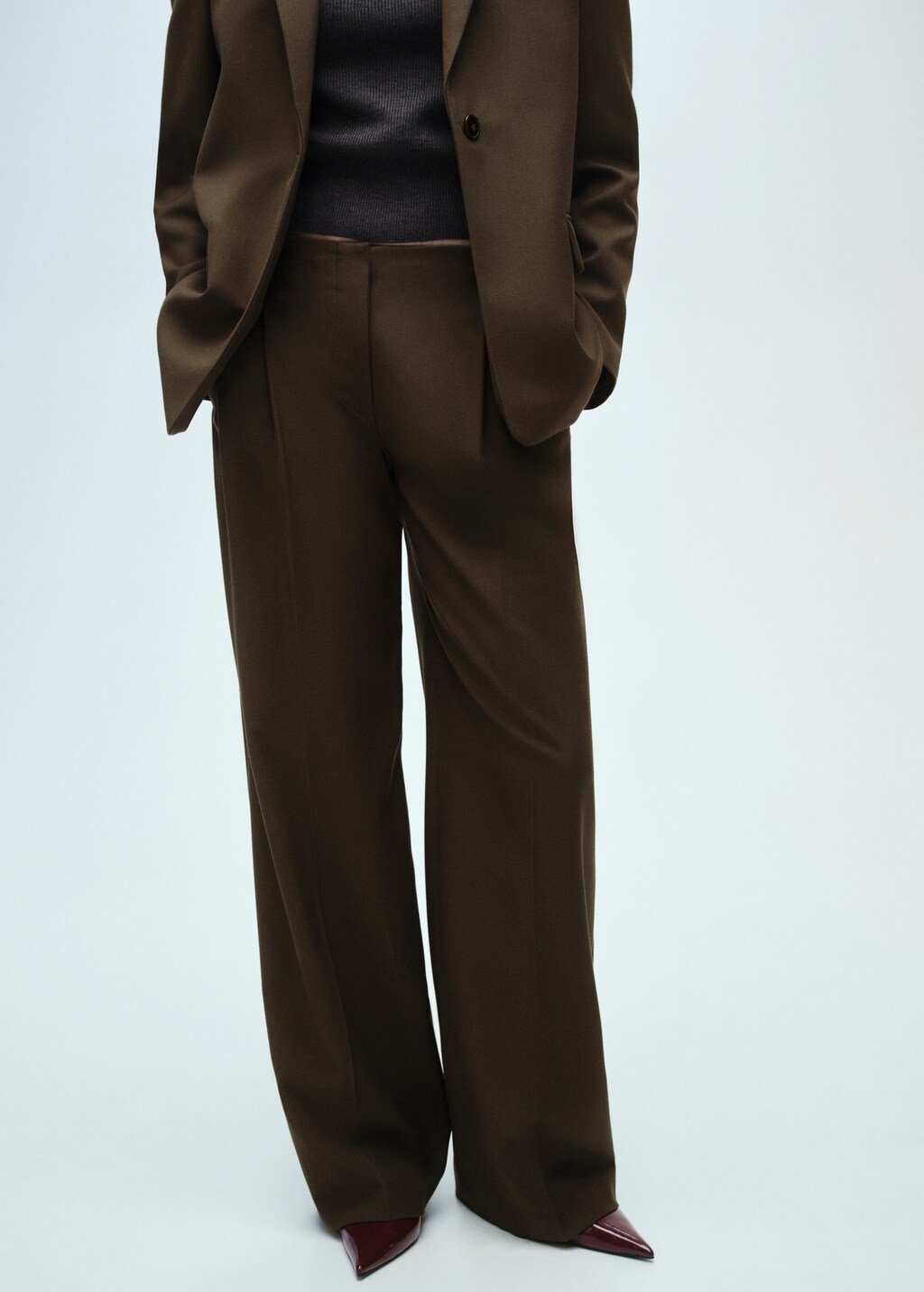 Wideleg suit trousers - Khaki