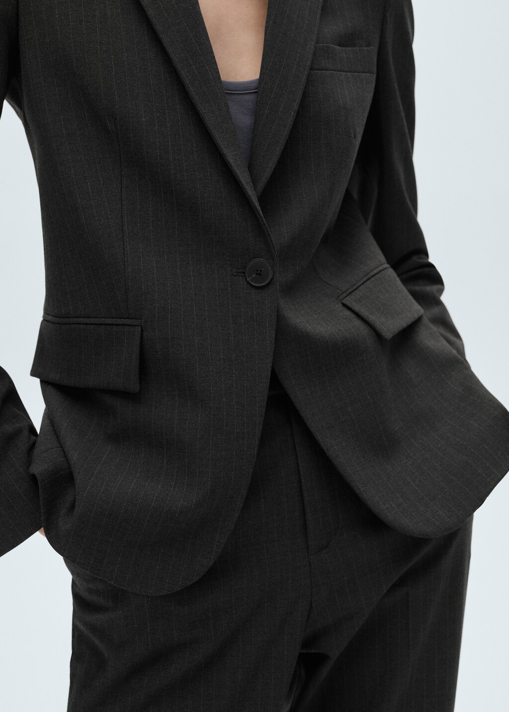 Pinstripe suit jacket - Dark Heather Grey