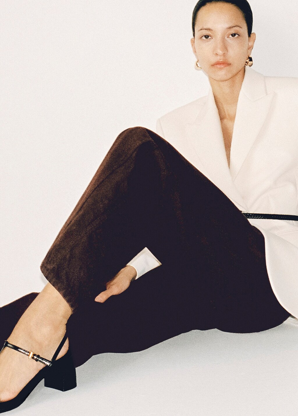 High-heeled sandals with buckle straps - Leather