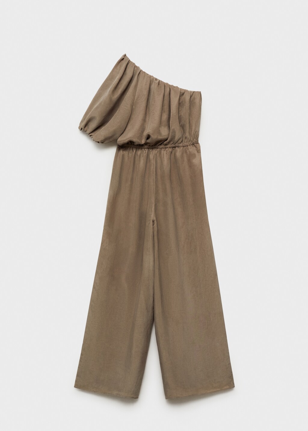 Long jumpsuit with asymmetrical gathered collar - Light/Pastel Grey