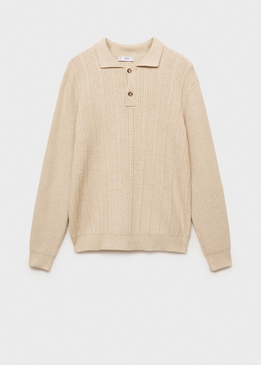 Knitted structured polo sweater - Ecru