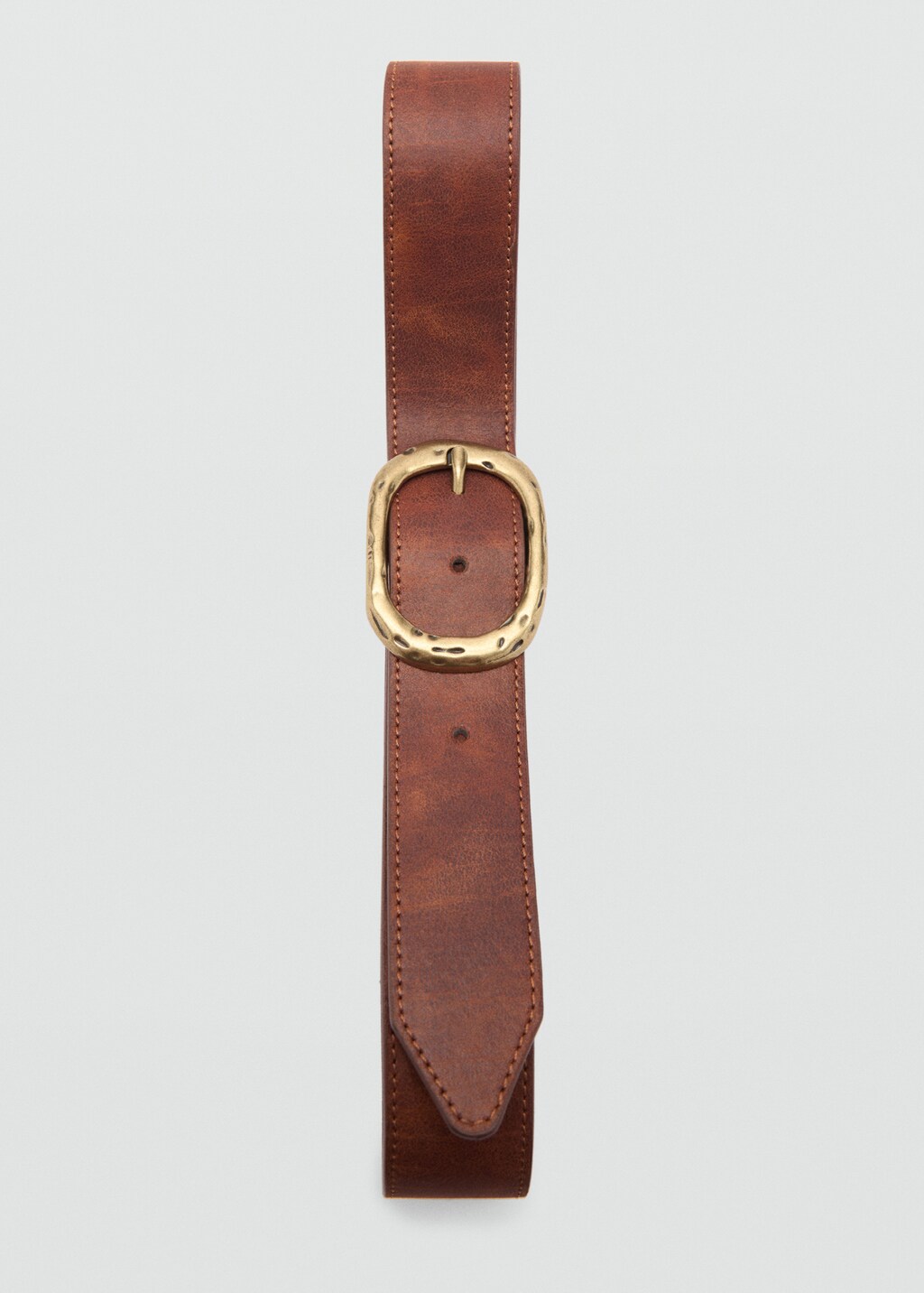 Textured belt with buckle - Brown