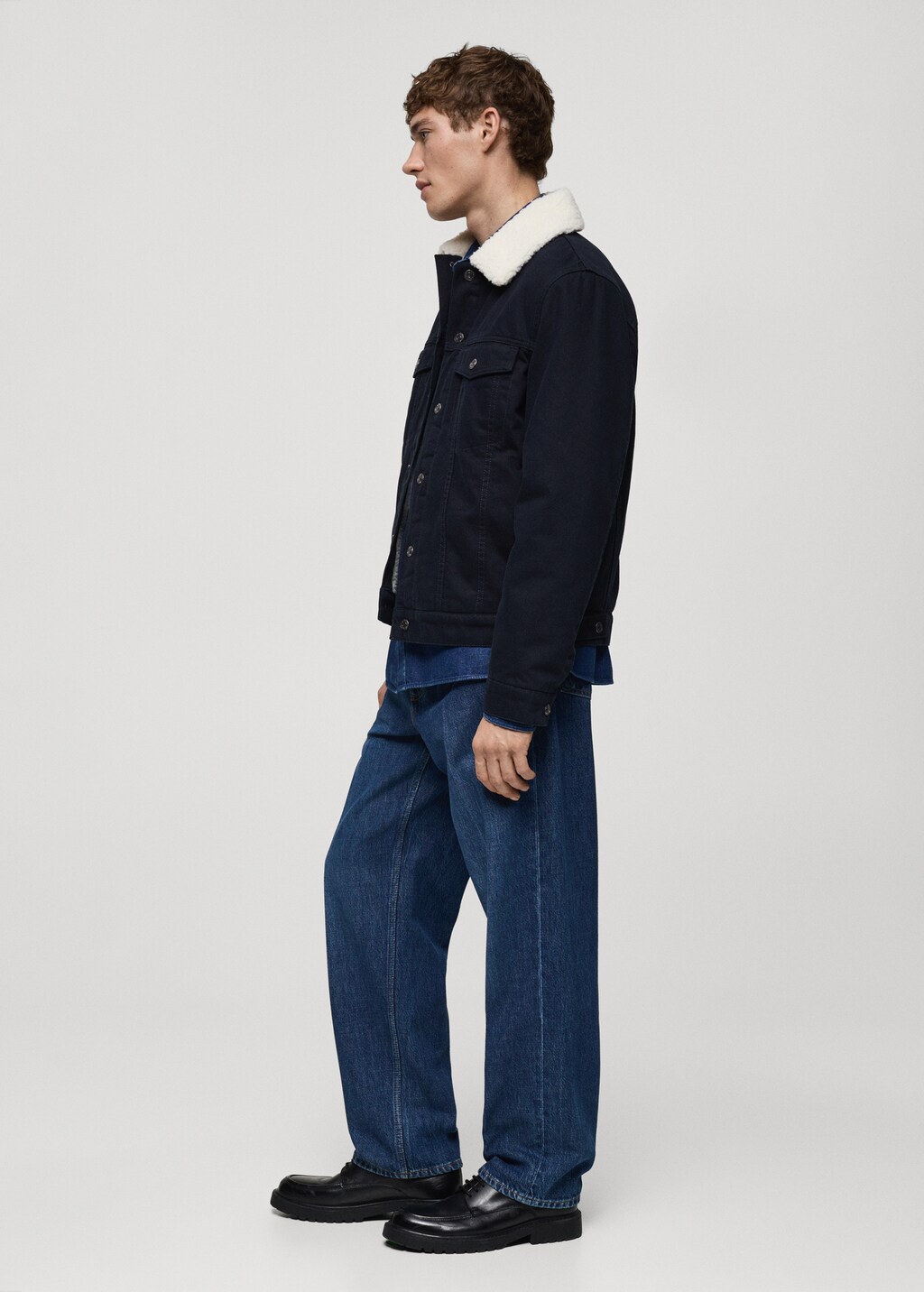 Denim jacket with fleece lining - Black denim