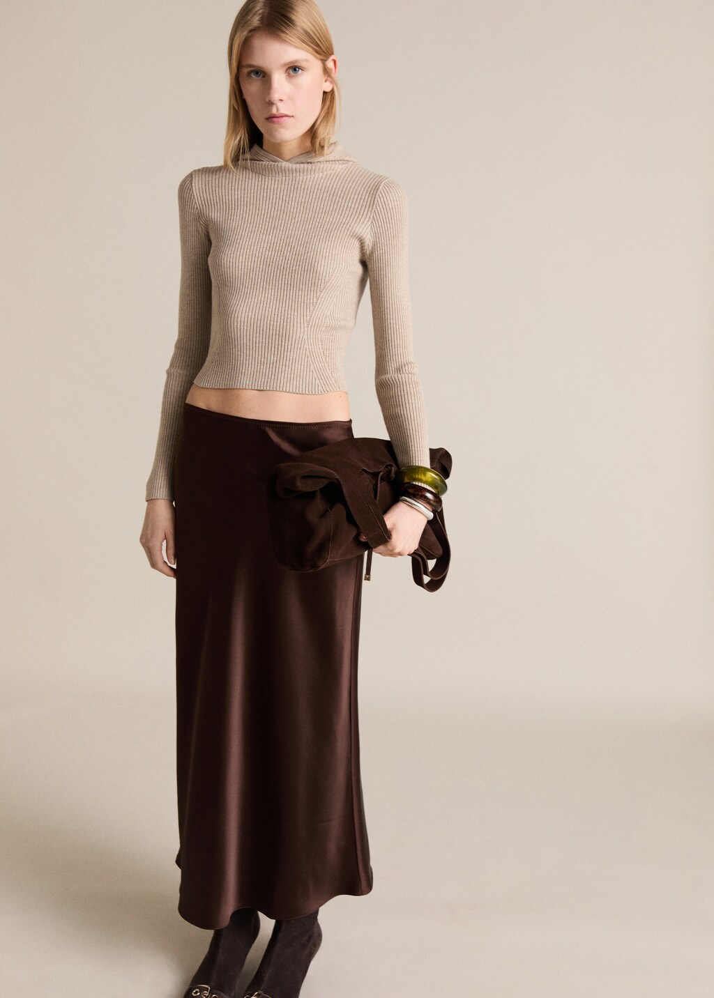 Ribbed hooded sweater - Light/Pastel Grey