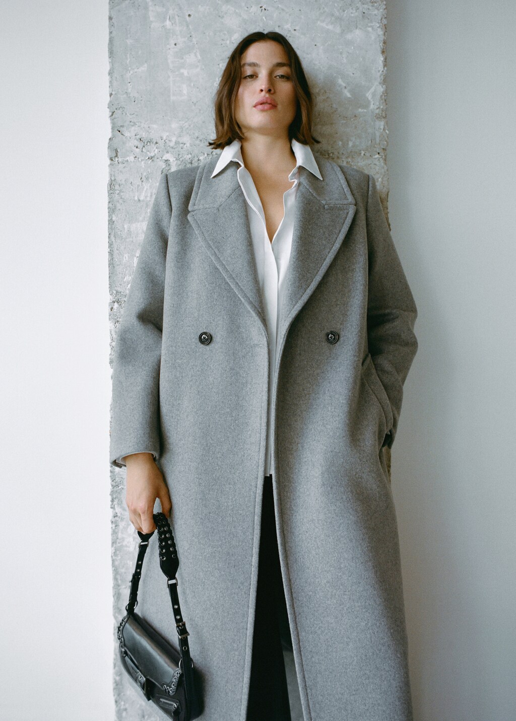 Lapels wool coat - Grey