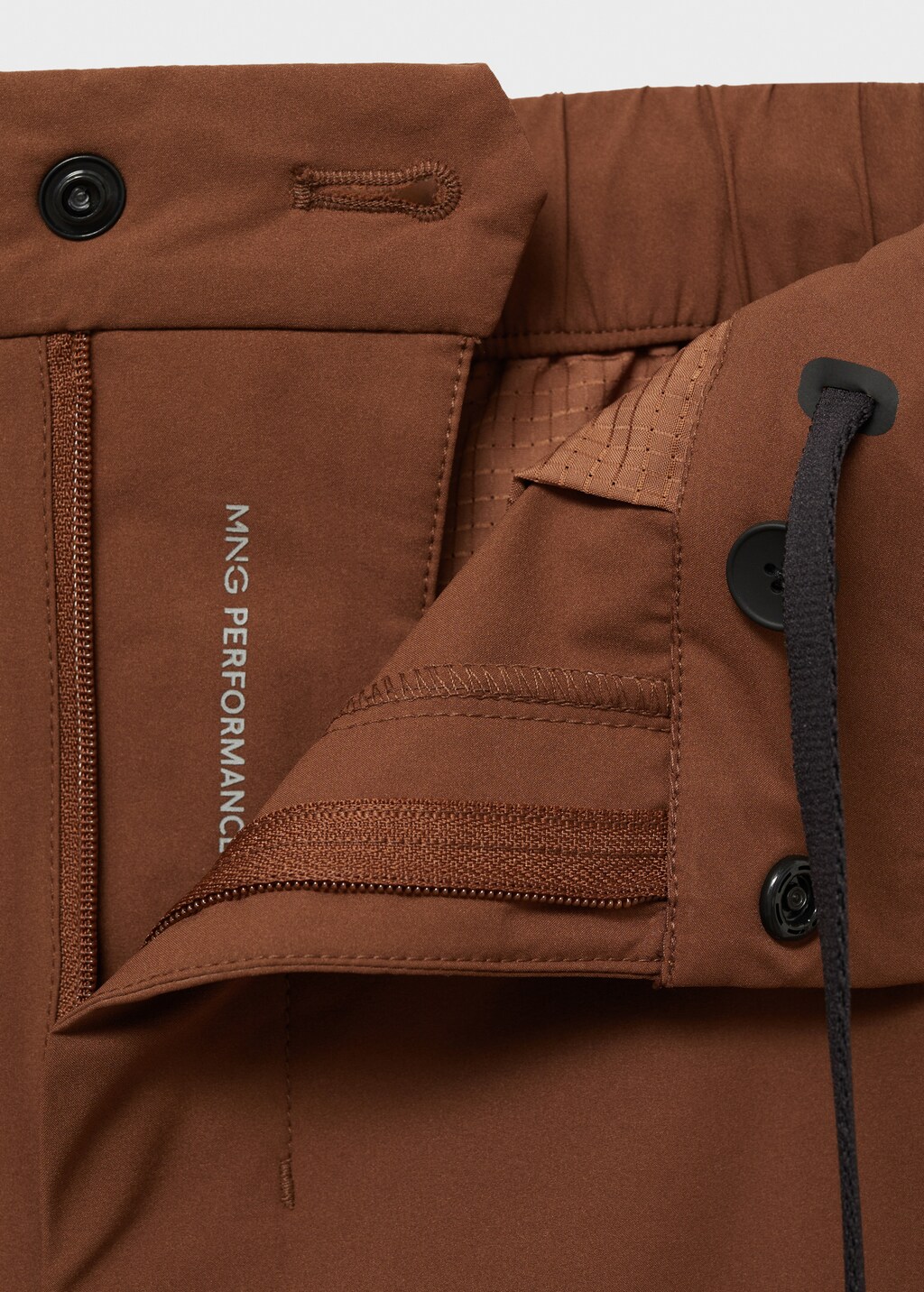 Stretch fabric slim-fit trousers with drawstring - Sand