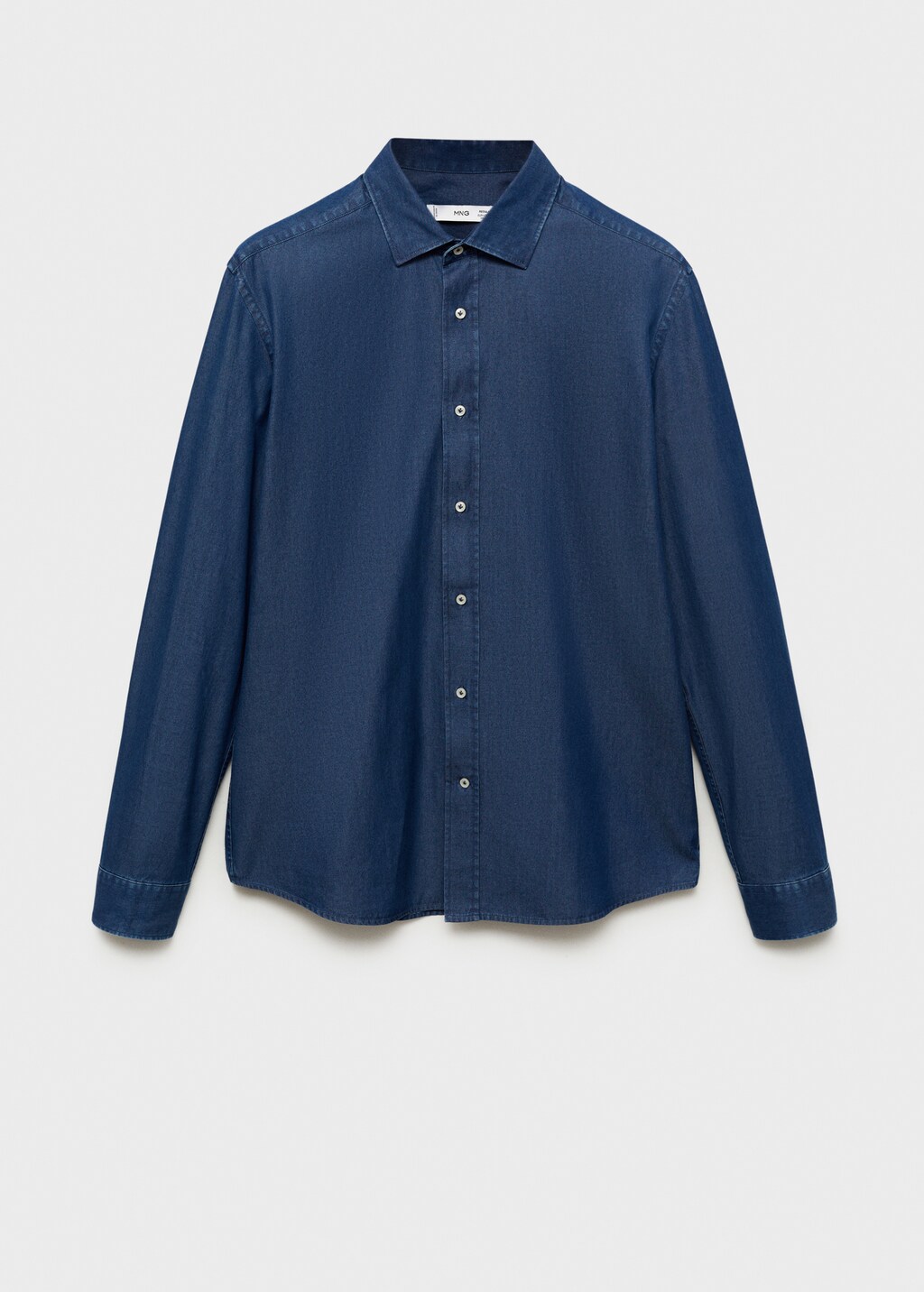 Slim fit cotton chambray shirt - Dark Blue