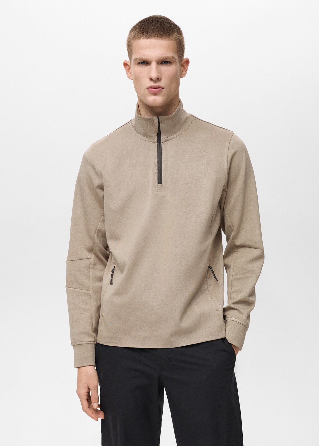 COOLMAX® zip-up sweatshirt - Sand