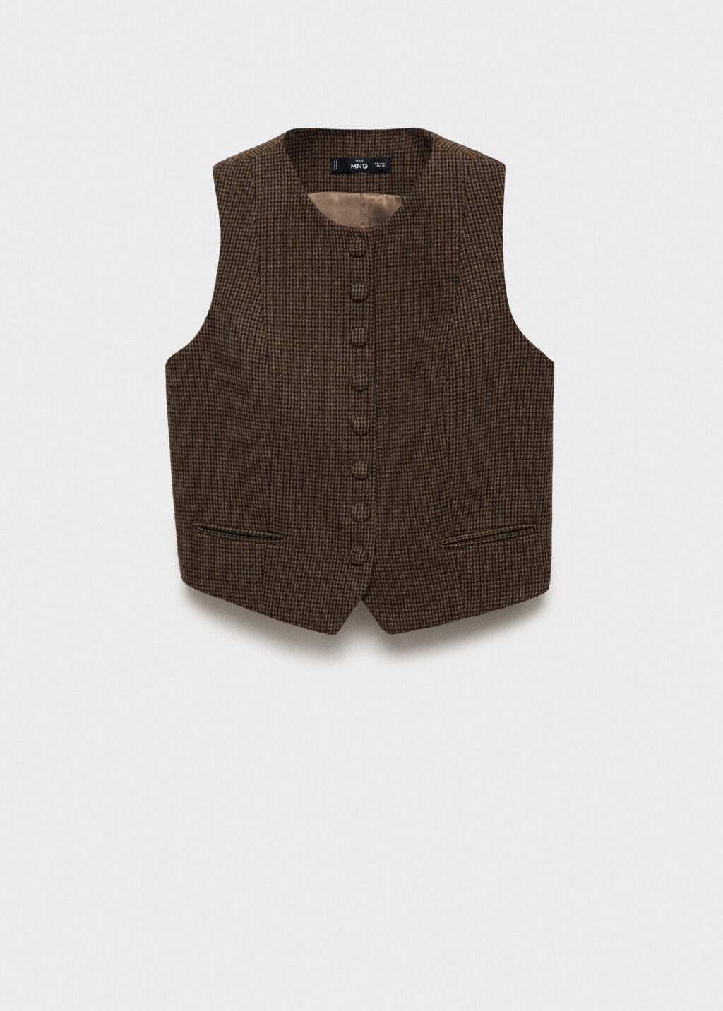 Micro-houndstooth wool waistcoat - Brown