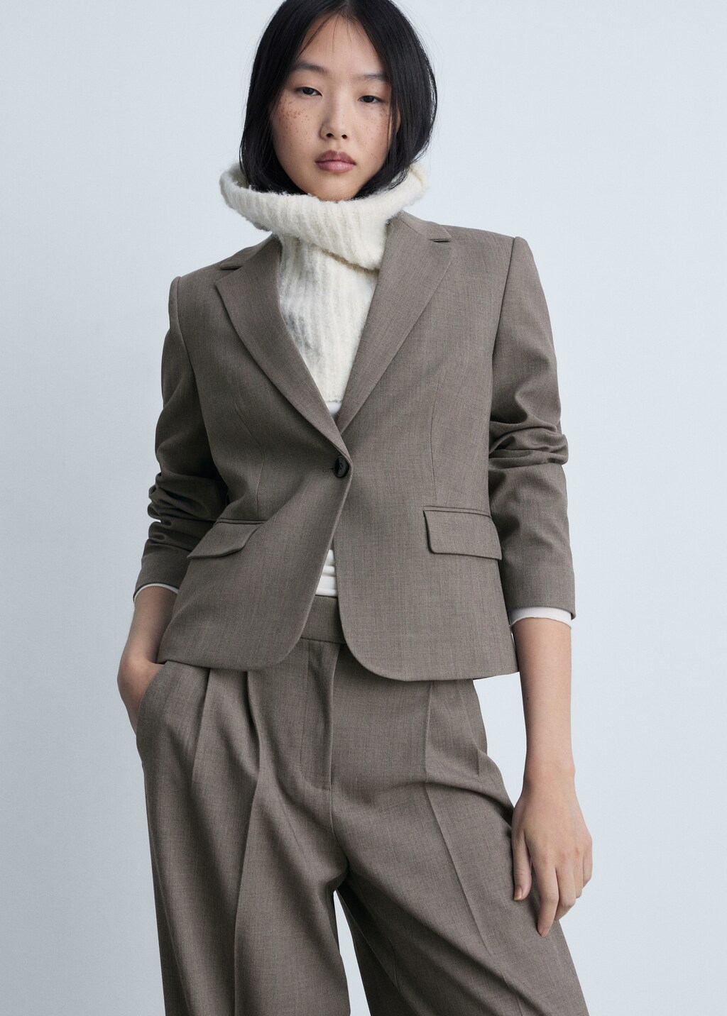 Wideleg suit trousers - Brown