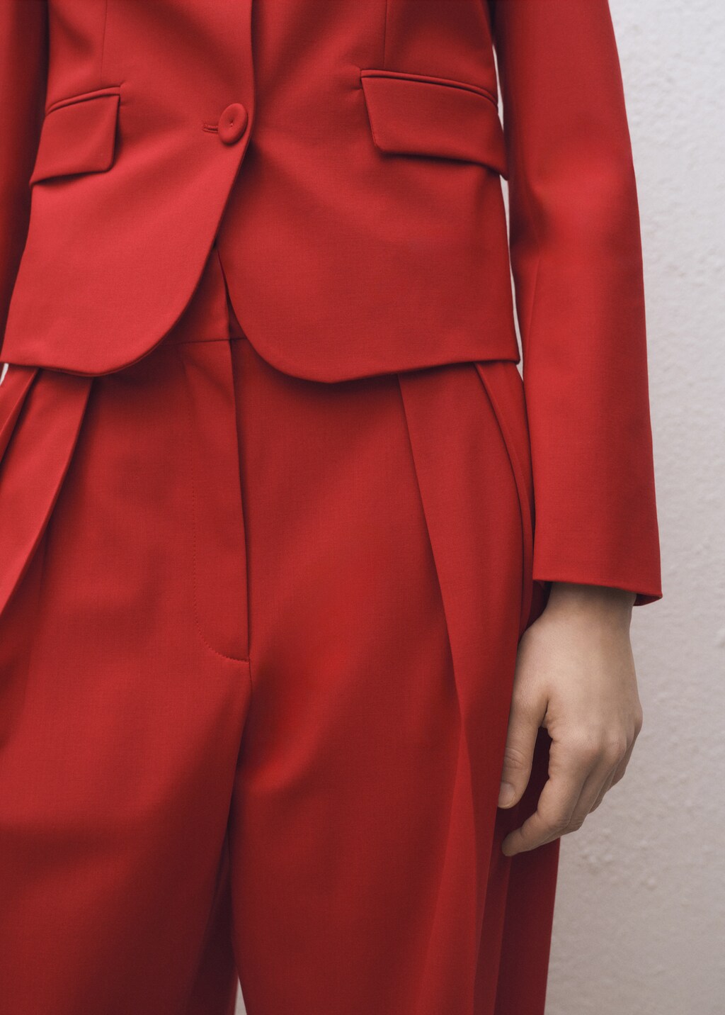 Wideleg wool-blend suit trousers - Red