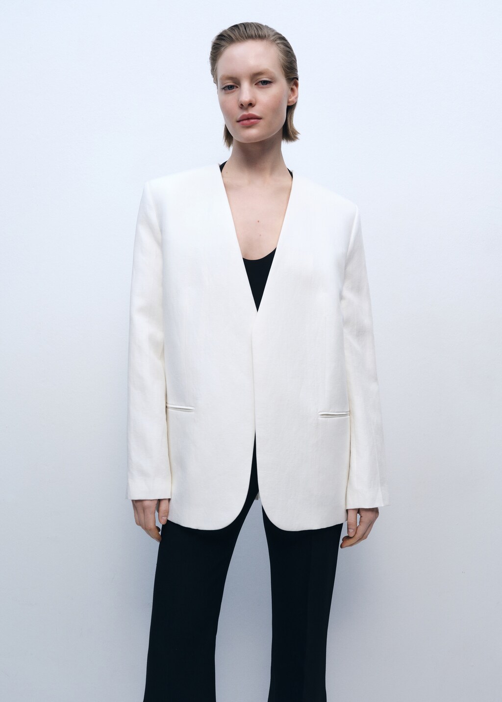 Lyocell and linen-blend jacket - Ecru