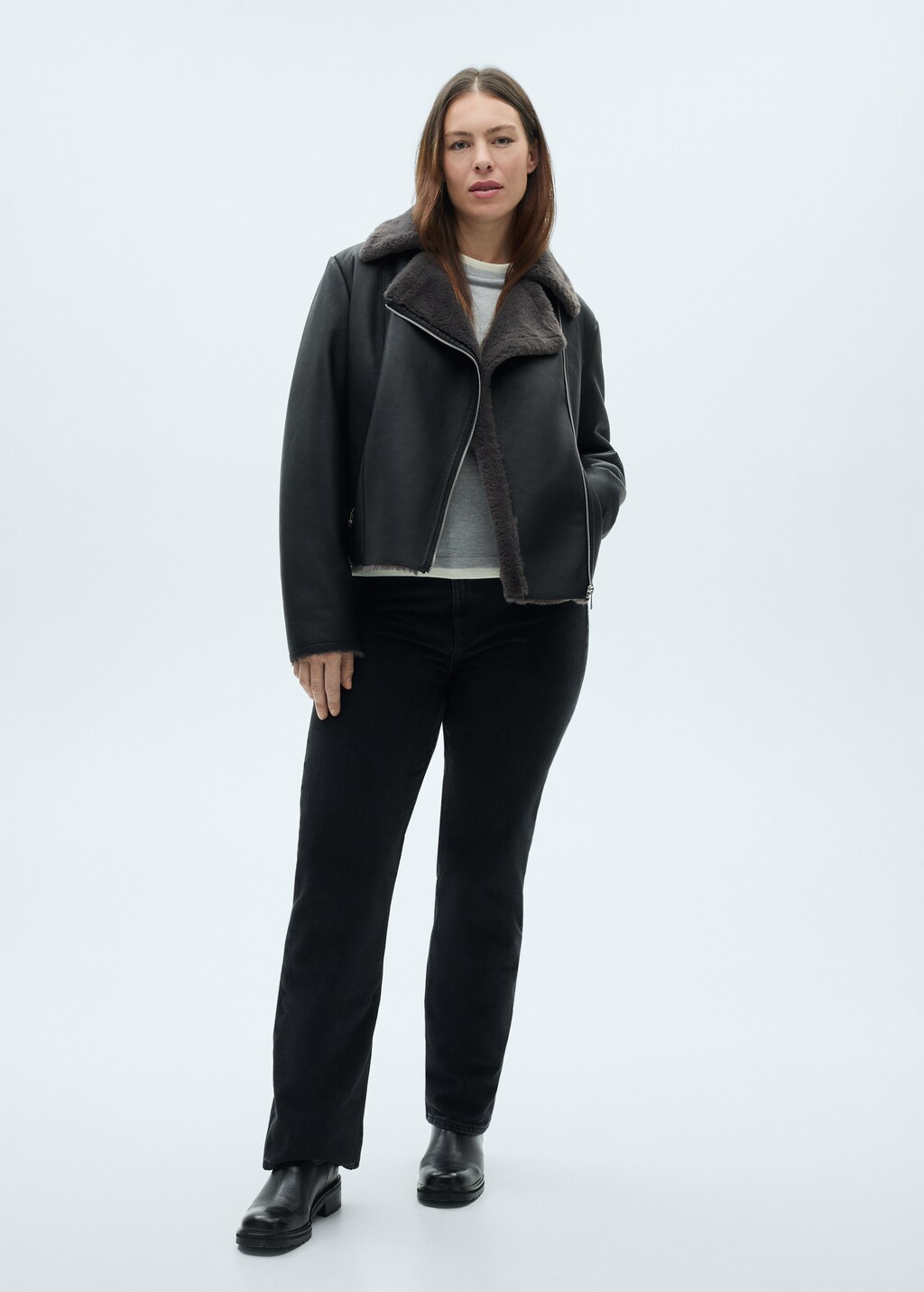Jacket with shearling-effect lining - Black