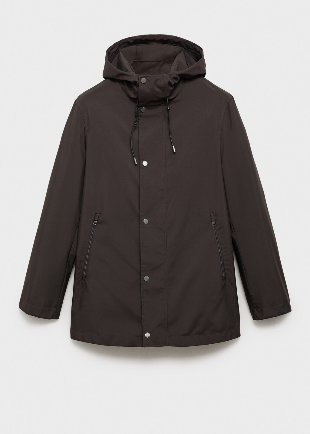 Water-repellent hooded parka - Chocolate