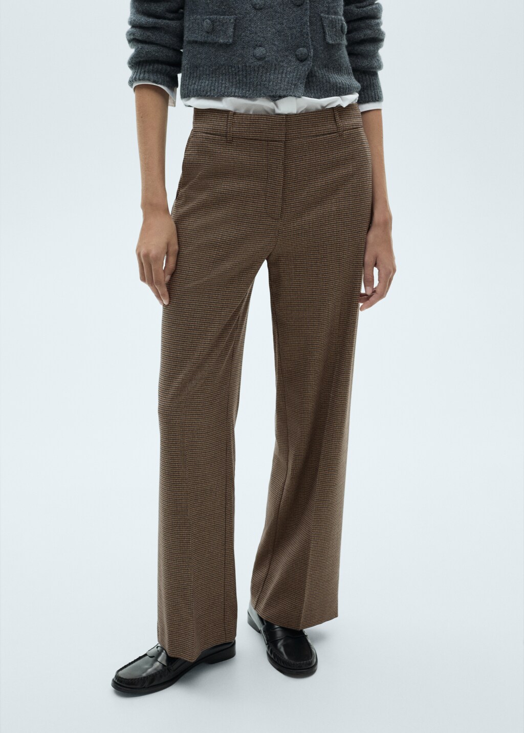 Mid-rise wideleg trousers - Brown