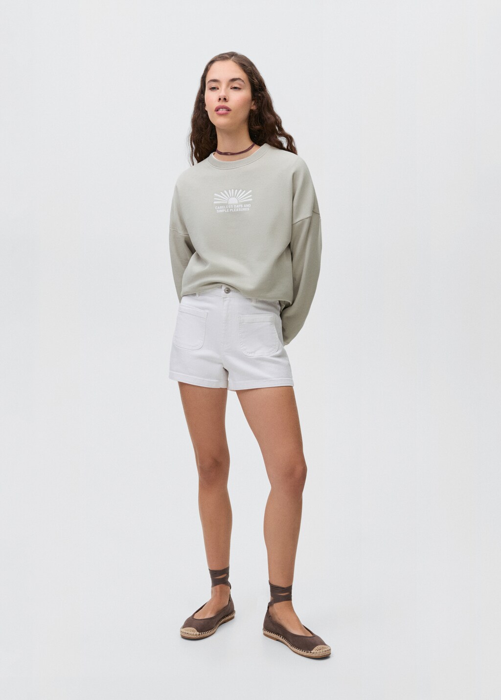 Printed cotton sweatshirt - Grey