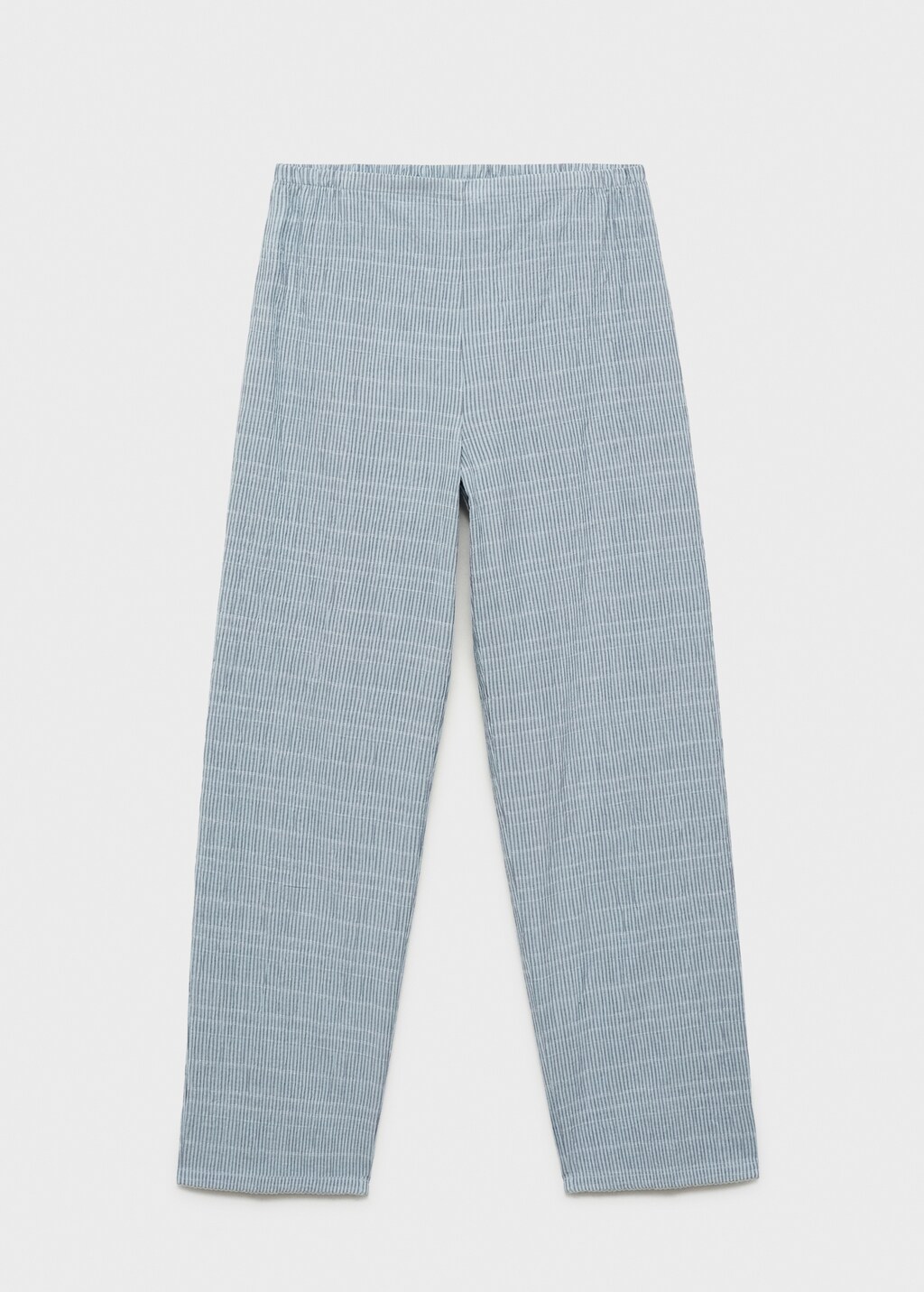 Cotton striped woven seersucker trousers - Lilac