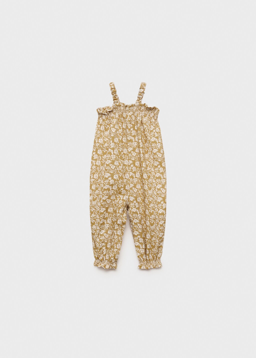 Printed cotton dungarees - Mustard