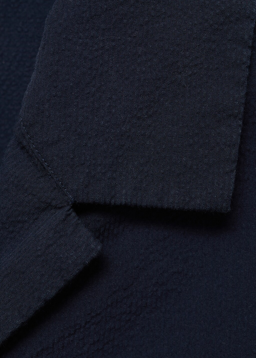 Textured shirt with bowling collar - Dark Navy