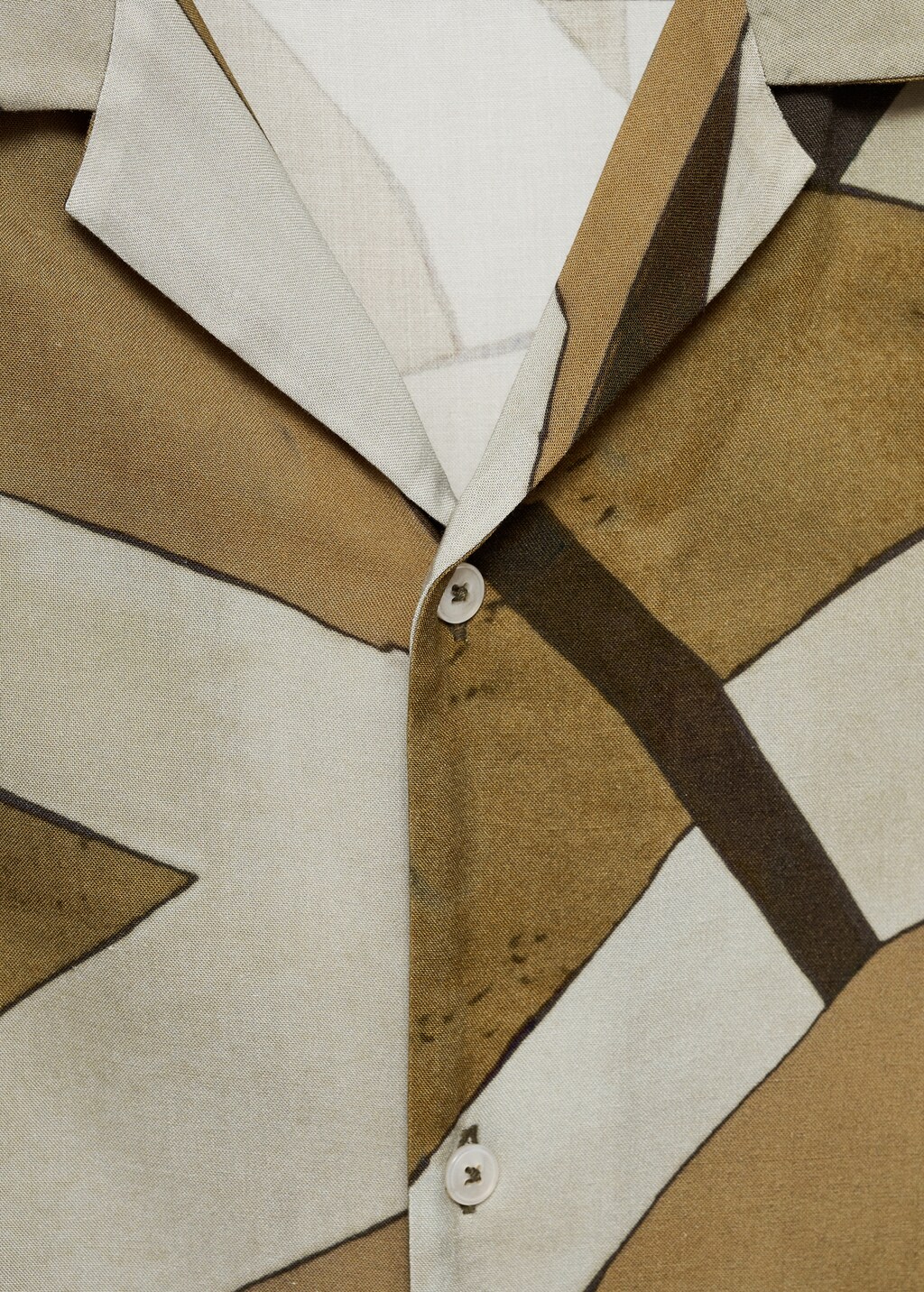 Printed flowing shirt with bowling collar - Dark Green