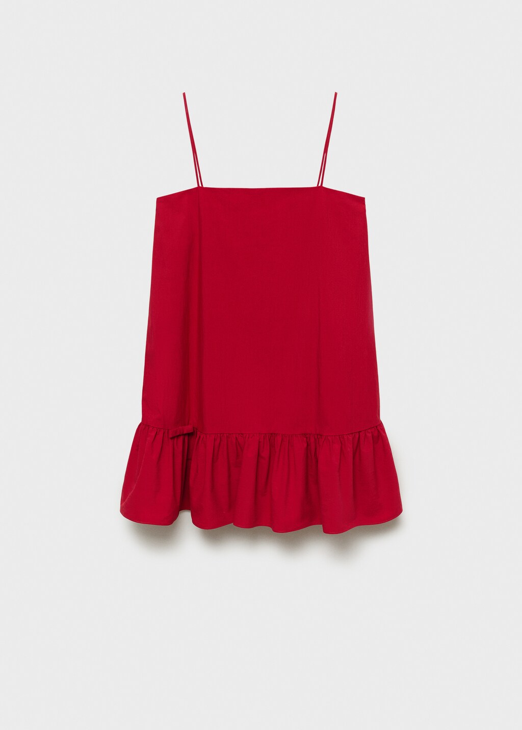 Ruffle dress with thin straps - Red