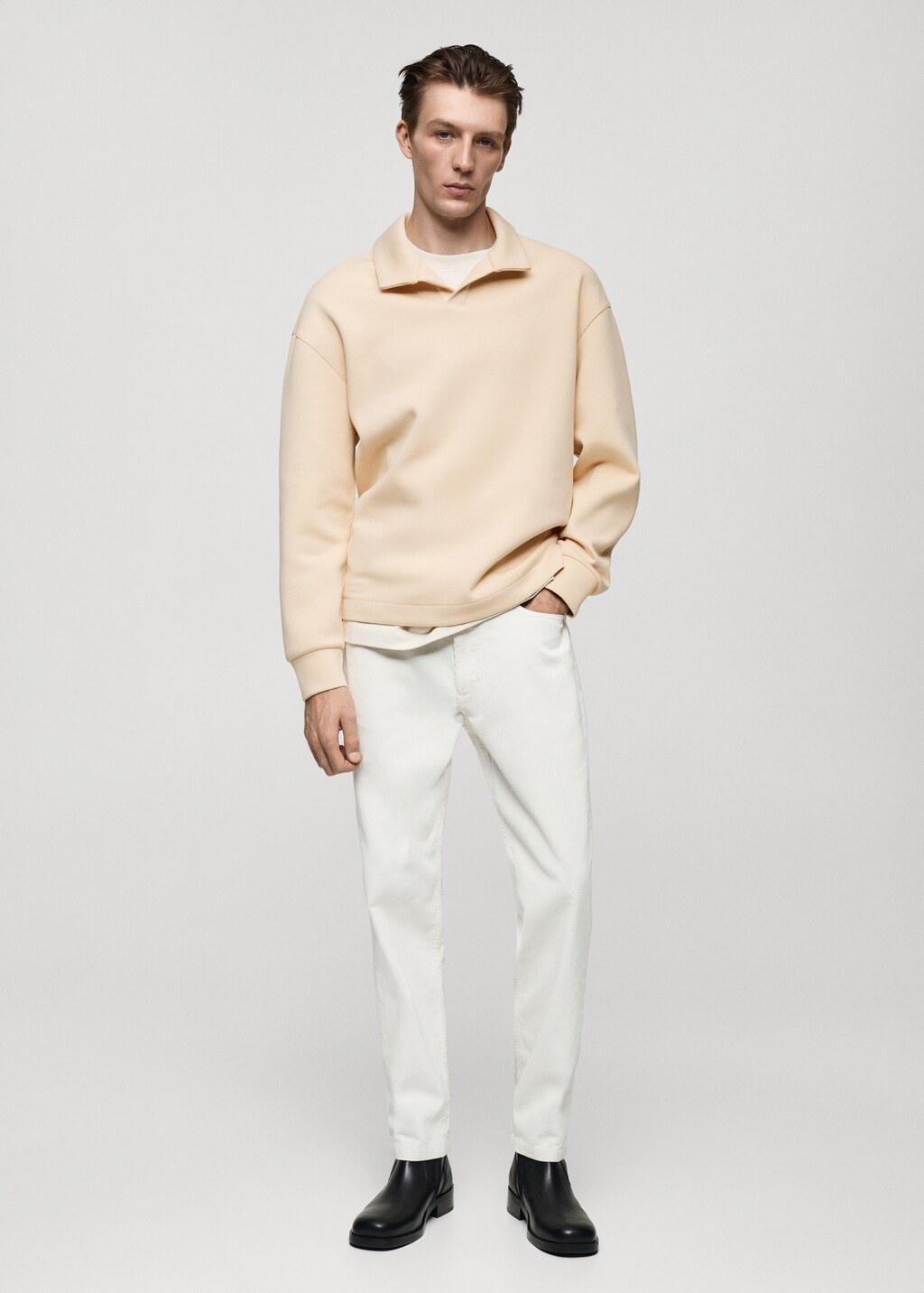 Relaxed-fit polo sweatshirt - Khaki