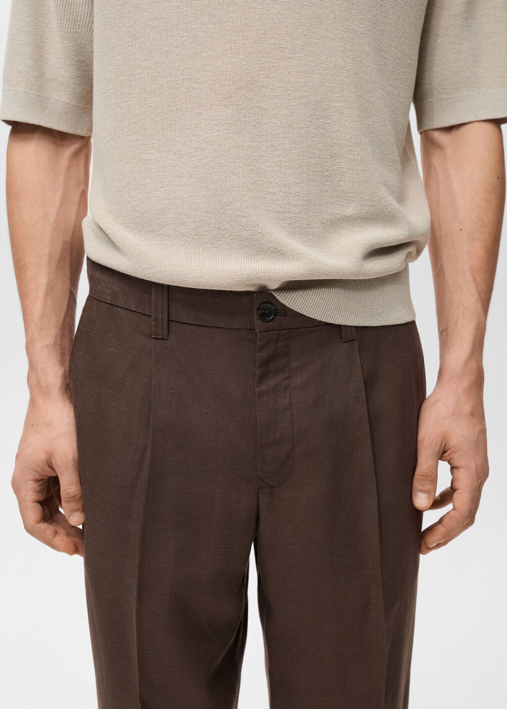 Regular-fit linen trousers - Dark Navy