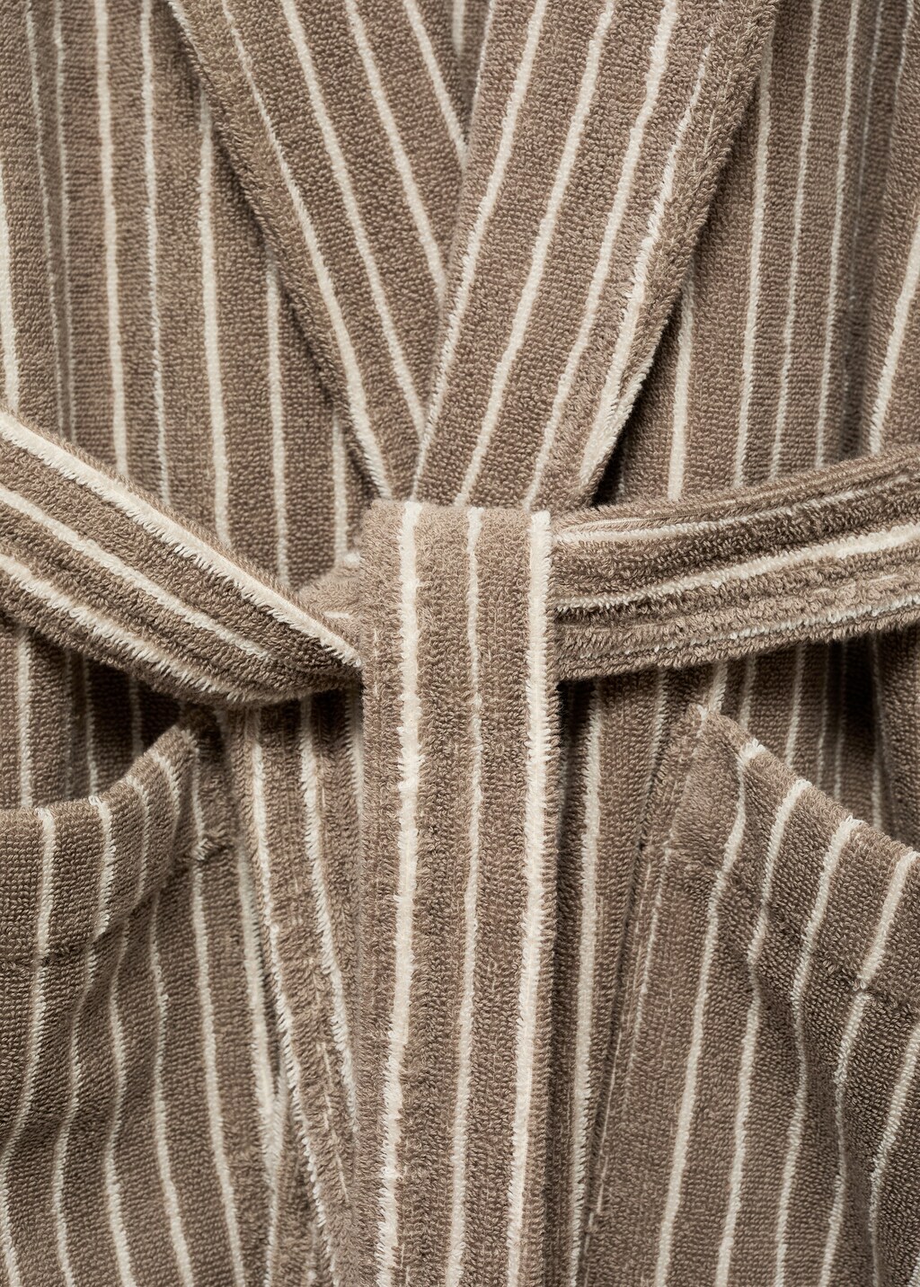 Two-tone striped bathrobe - Beige
