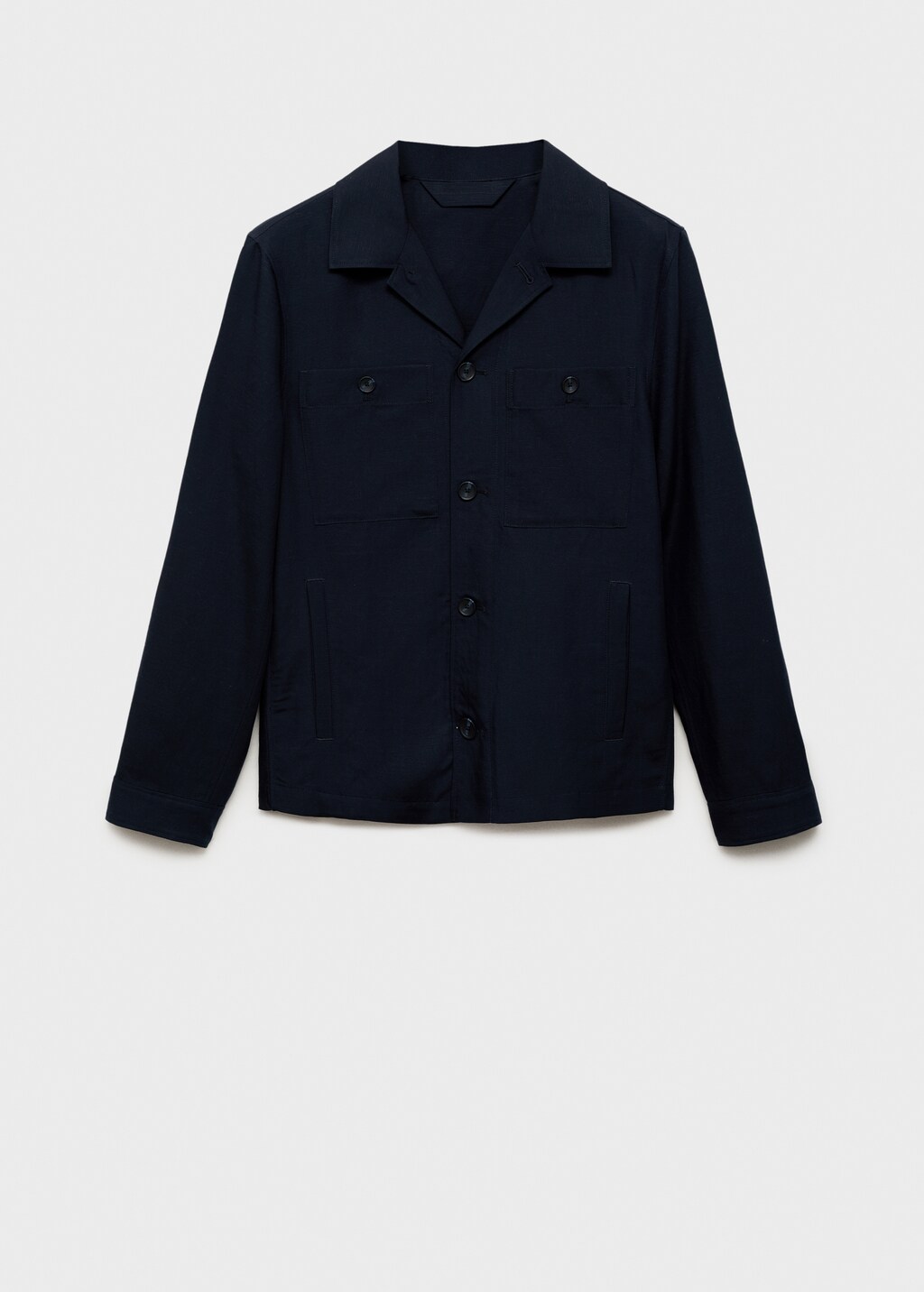 Lyocell linen overshirt with pockets - Dark Navy
