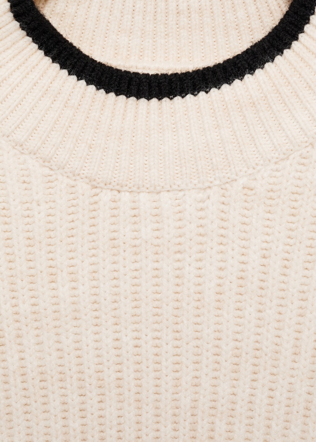 Perkins-neck sweater with contrasting details - Beige