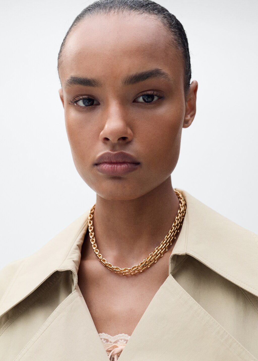 Cotton trench coat with belt - Beige