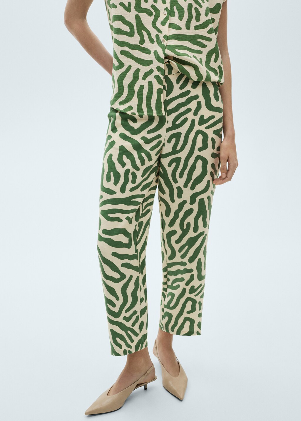 Printed straight trousers - Green