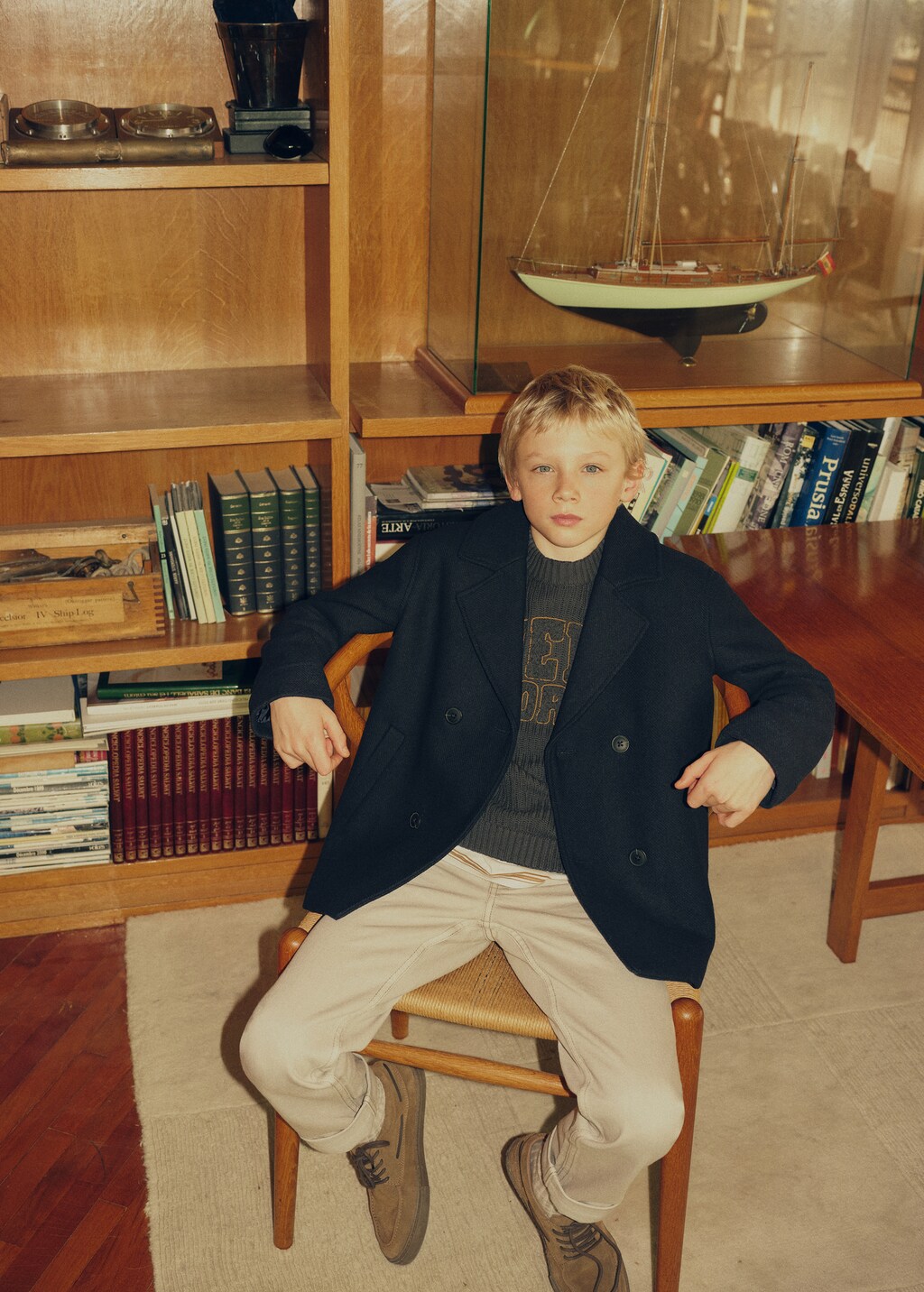 Buttoned wool coat - Dark Navy